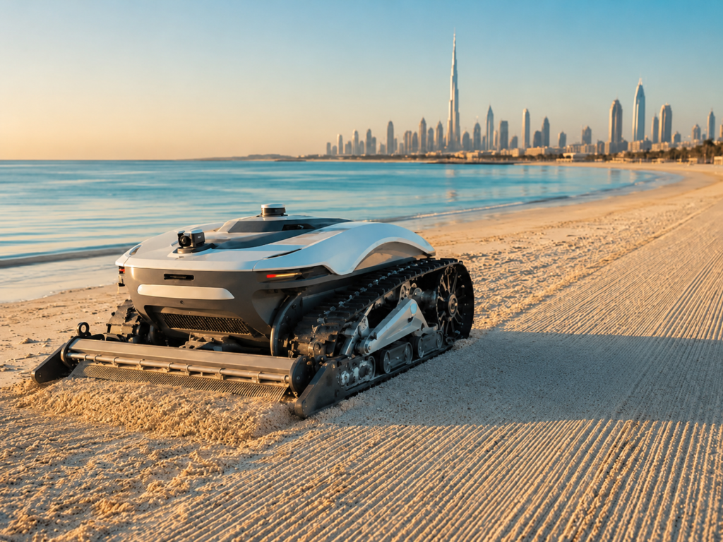 Dubai's Beach Cleaning Robots Work While the City Sleeps